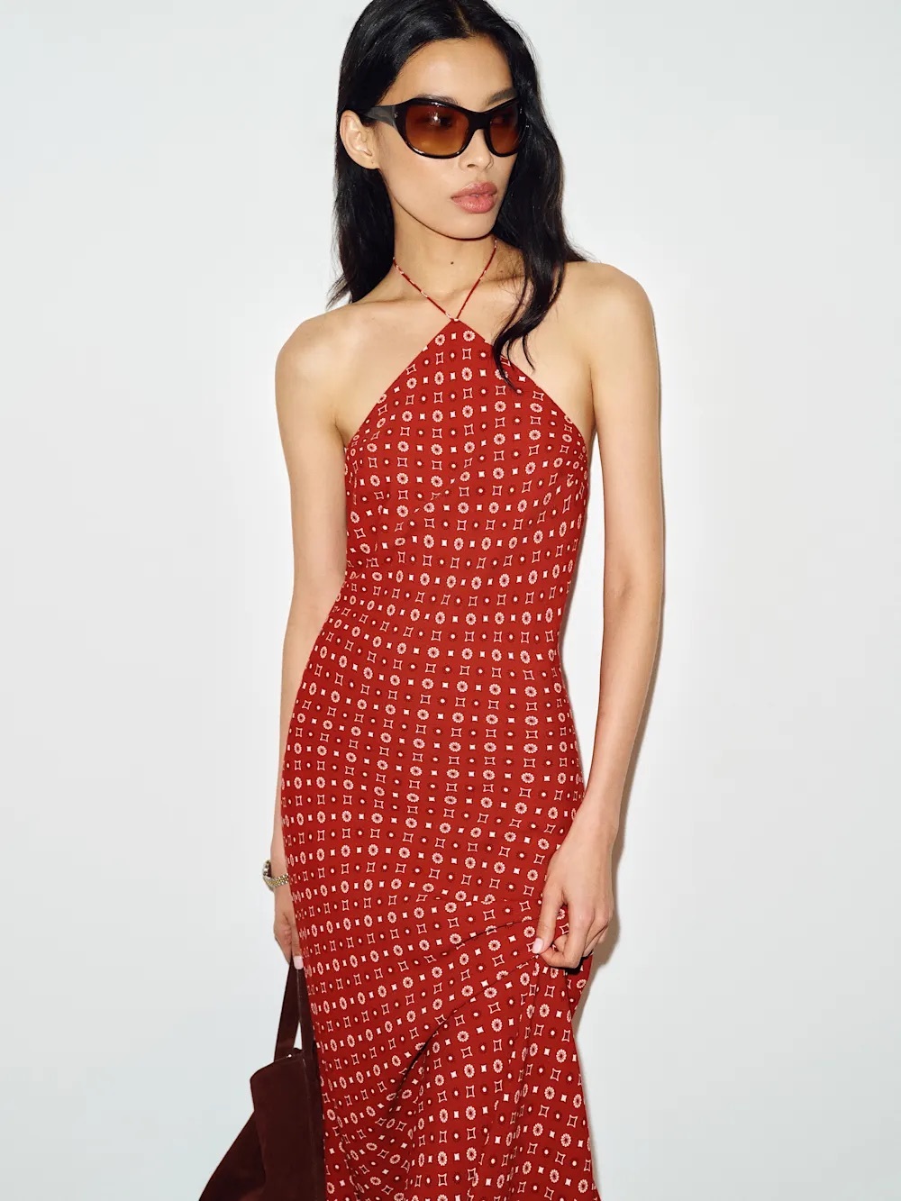 Reformation Floria Red Bandana Print Halter Midi Dress | Size S